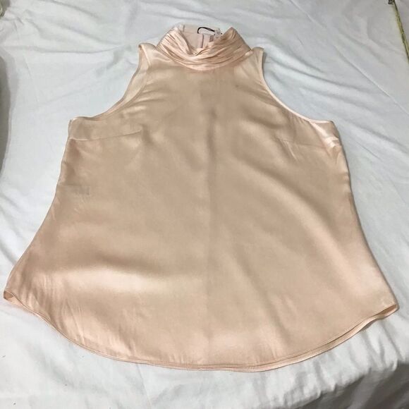 Cinq a Sept Mock Neck Satin Silk Sleeveless Top Size Medium New With Defects - Picture 8 of 16